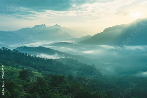 Majestic Mountain Range Covered in Enveloping Fog © Sandris