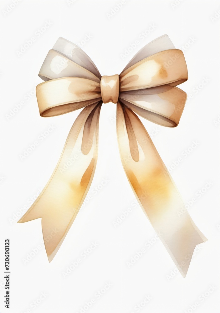 Fototapeta premium Watercolor Illustration Of A White Gift Bow Ribbon Isolated On White Background