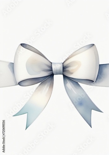 Watercolor Illustration Of A White Gift Bow Ribbon Isolated On White Background © Pixel Matrix