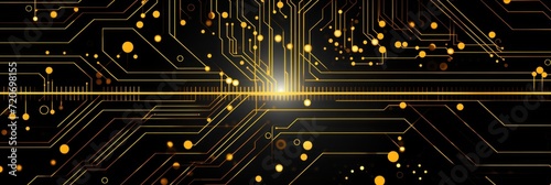 Computer technology vector illustration with yellow circuit board background pattern