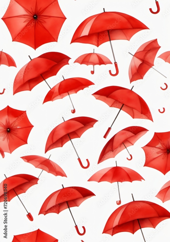 Obraz premium Watercolor Illustration Of A Red Umbrella Isolated On White Background
