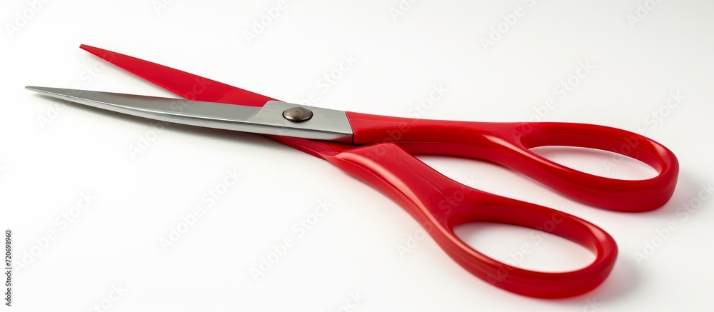 Vibrant Red Scissors on Isolated White Background - A Striking Image of Red Scissors Against a Clean and Crisp White Background Vibrant Red Scissors on Isolated White Background - A Striking Image of Red Scissors Against a Clean and Crisp White Background