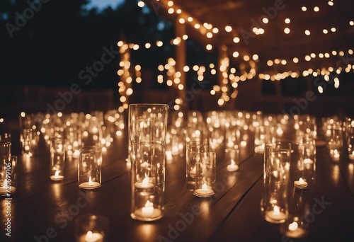 Elements of the wedding decor of the night ceremony outdoor string lights Wedding ceremony evening w