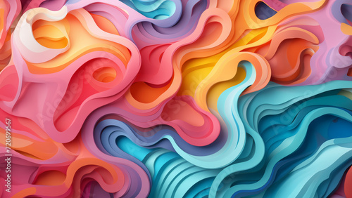 3d rendering of abstract colorful background with smooth wavy lines