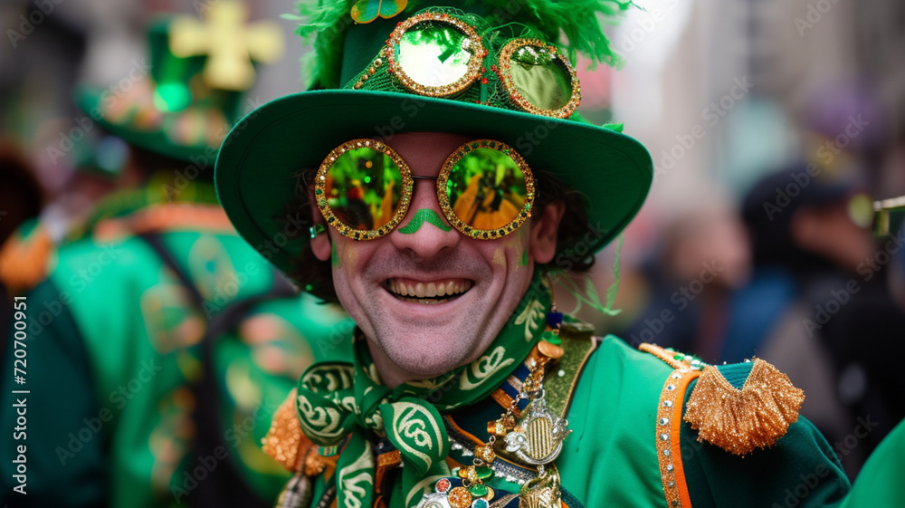 Man celebrating Saint Patrick's day in costume
