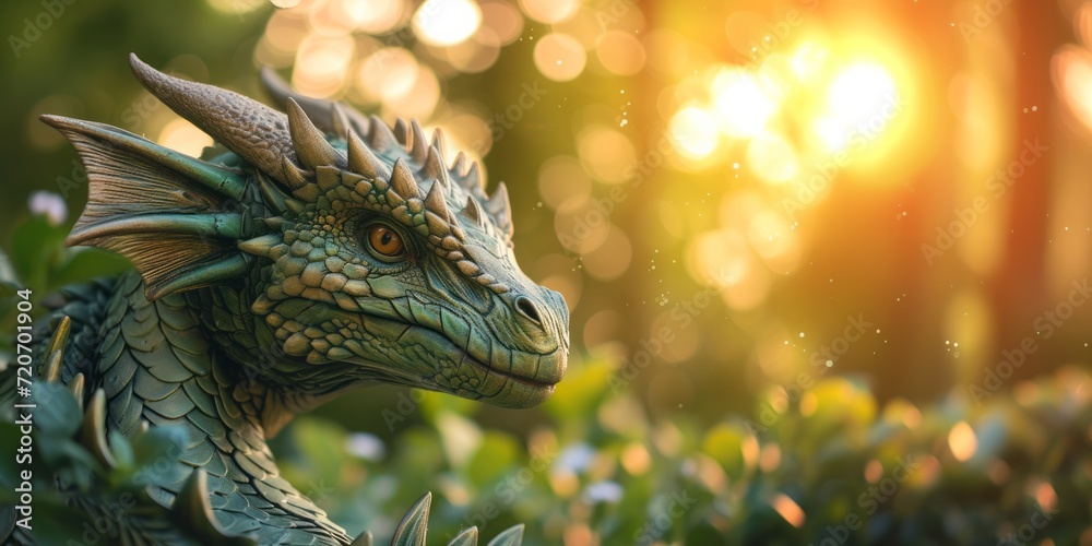 Close up fantastic creation green good dragon, chinese new year celebration concept, banner Close up fantastic creation green good dragon, chinese new year celebration concept, banner