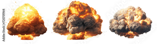 Nuclear explosions isolated on transparent background PNG photo