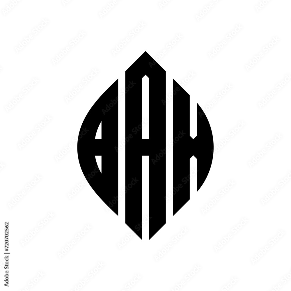 BAX circle letter logo design with circle and ellipse shape. BAX ellipse letters with typographic style. The three initials form a circle logo. BAX Circle Emblem Abstract Monogram Letter Mark Vector.