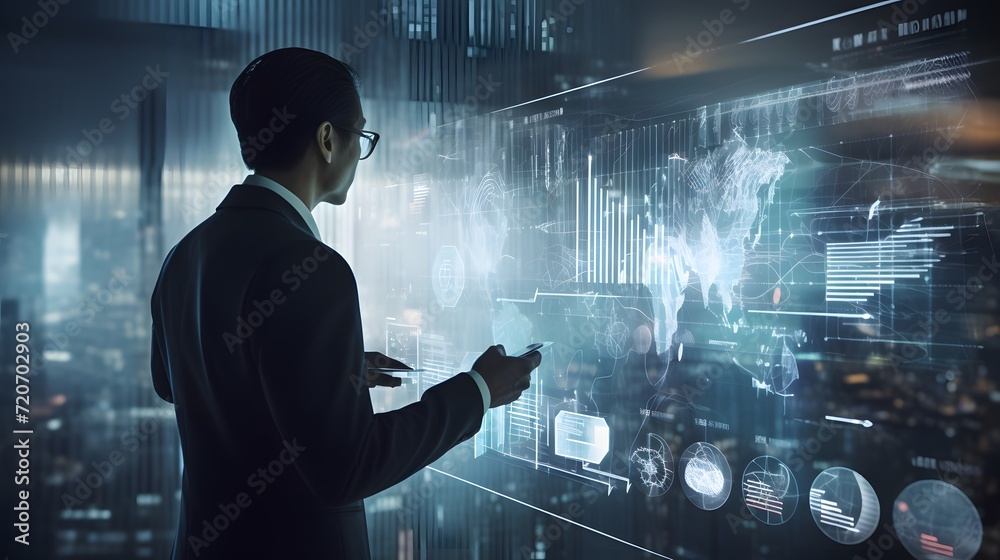 businessman using a tablet to analyze complex data sets in real-time businessman using a tablet to analyze complex data sets in real-time