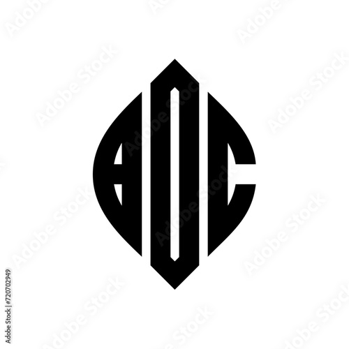 BDC circle letter logo design with circle and ellipse shape. BDC ellipse letters with typographic style. The three initials form a circle logo. BDC Circle Emblem Abstract Monogram Letter Mark Vector.