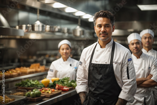 group of chefs in restaurant