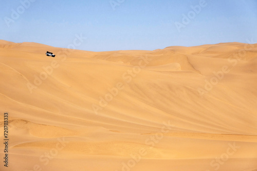 Sand dunes of the Namib Desert and the Atlantic Ocean  Sandwich Harbor  Namib Naukluft Park  Namibia  Africa