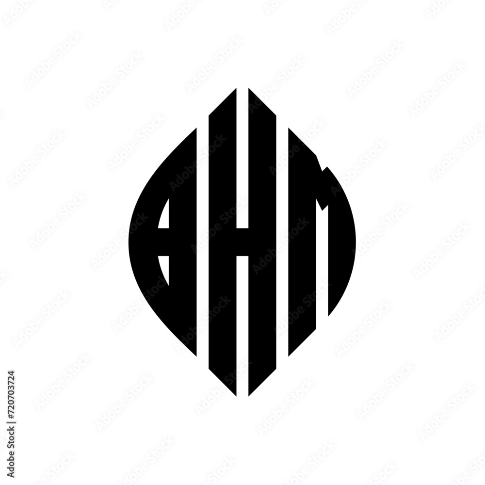 BHM circle letter logo design with circle and ellipse shape. BHM ellipse letters with typographic style. The three initials form a circle logo. BHM Circle Emblem Abstract Monogram Letter Mark Vector. BHM circle letter logo design with circle and ellipse shape. BHM ellipse letters with typographic style. The three initials form a circle logo. BHM Circle Emblem Abstract Monogram Letter Mark Vector.