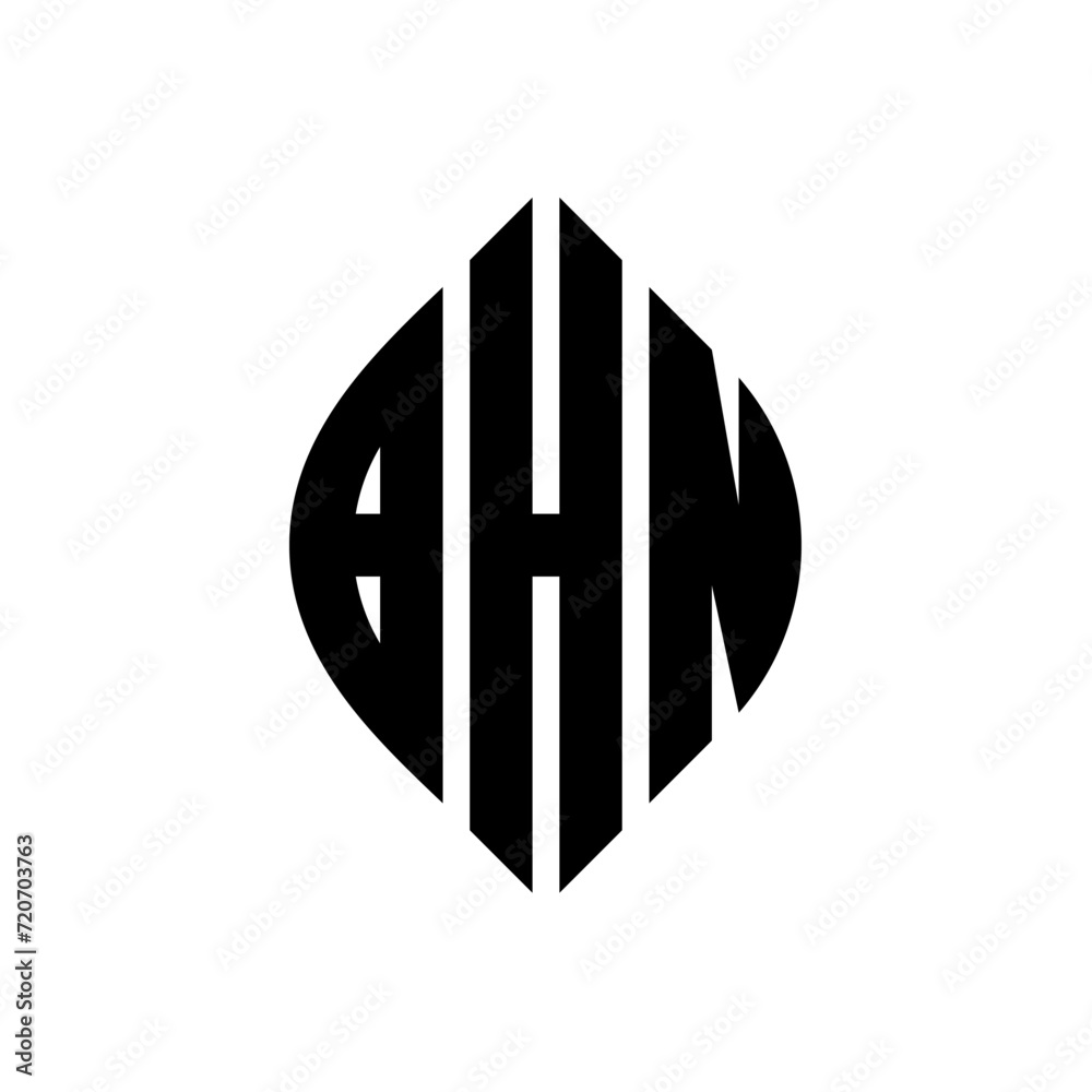 BHN circle letter logo design with circle and ellipse shape. BHN ellipse letters with typographic style. The three initials form a circle logo. BHN Circle Emblem Abstract Monogram Letter Mark Vector. BHN circle letter logo design with circle and ellipse shape. BHN ellipse letters with typographic style. The three initials form a circle logo. BHN Circle Emblem Abstract Monogram Letter Mark Vector.