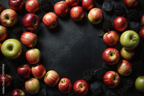 red apples on the dark table