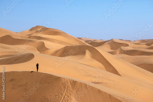 Sand dunes of the Namib Desert and the Atlantic Ocean  Sandwich Harbor  Namib Naukluft Park  Namibia  Africa