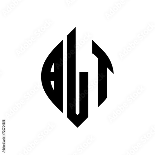 BLT circle letter logo design with circle and ellipse shape. BLT ellipse letters with typographic style. The three initials form a circle logo. BLT Circle Emblem Abstract Monogram Letter Mark Vector.