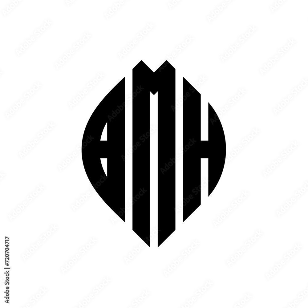 BMH circle letter logo design with circle and ellipse shape. BMH ellipse letters with typographic style. The three initials form a circle logo. BMH Circle Emblem Abstract Monogram Letter Mark Vector. BMH circle letter logo design with circle and ellipse shape. BMH ellipse letters with typographic style. The three initials form a circle logo. BMH Circle Emblem Abstract Monogram Letter Mark Vector.