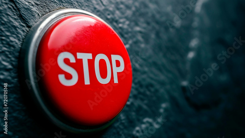 A large red button with the word 