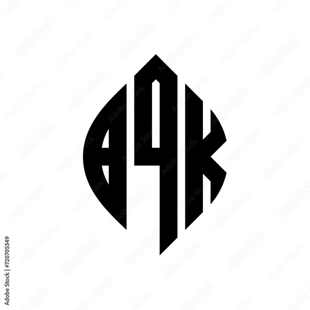 BQK circle letter logo design with circle and ellipse shape. BQK ellipse letters with typographic style. The three initials form a circle logo. BQK Circle Emblem Abstract Monogram Letter Mark Vector. BQK circle letter logo design with circle and ellipse shape. BQK ellipse letters with typographic style. The three initials form a circle logo. BQK Circle Emblem Abstract Monogram Letter Mark Vector.