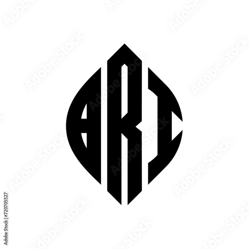 BRI circle letter logo design with circle and ellipse shape. BRI ellipse letters with typographic style. The three initials form a circle logo. BRI Circle Emblem Abstract Monogram Letter Mark Vector.