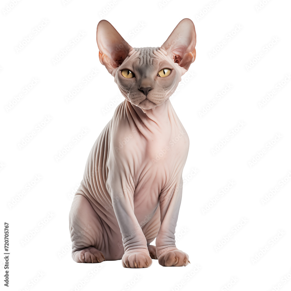 Sphynx cat isolated on transparent and white Background. Generative ai Sphynx cat isolated on transparent and white Background. Generative ai