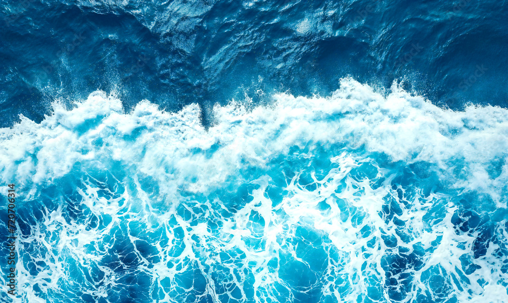 Top view of the sea. Sea waves, view from a drone. Top view of the sea. Sea waves, view from a drone.