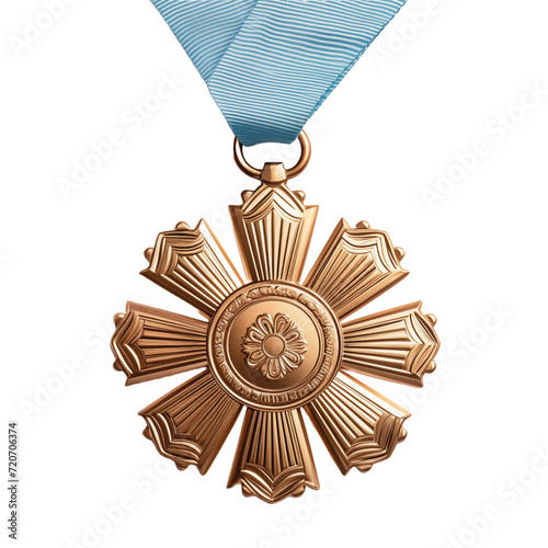 Medal with ribbon isolated on transparent and white Background. Generative ai