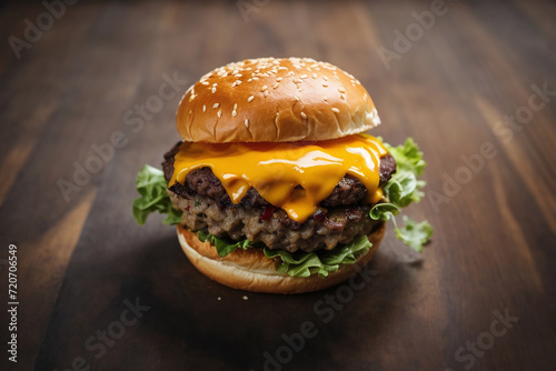 hamburger on a table	
