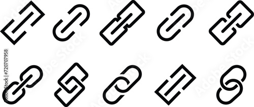 Internet URL or webpage url link icons set. Chain thick line icon, outline vector sign, linear simple pictogram isolated on transparent background. Web link symbol, logo, Connection, Reference.