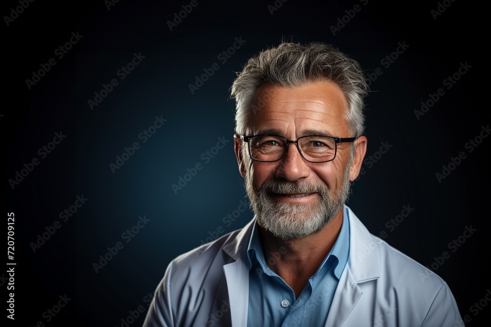 Confident Senior Doctor with Glasses and Stethoscope Confident Senior Doctor with Glasses and Stethoscope