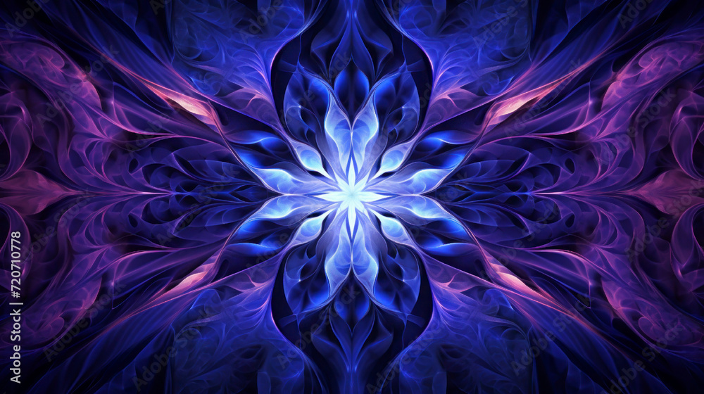 Obraz premium Winter blue patterned background. Abstract blue background with ornaments and curls. Space abstract background.