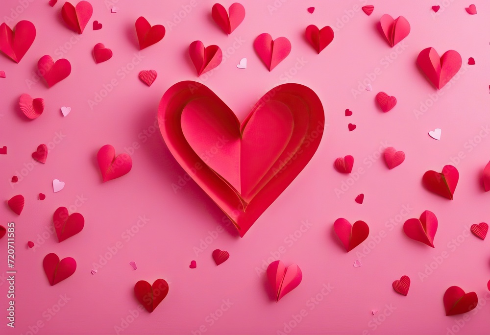  many marriage fly celebration red border pink hearts sideways love pastel origami paper space hearts beautiful top style copy background view pink color ribbed