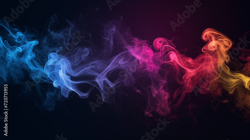 Multicolored smoke puff cloud design elements on a dark background photo