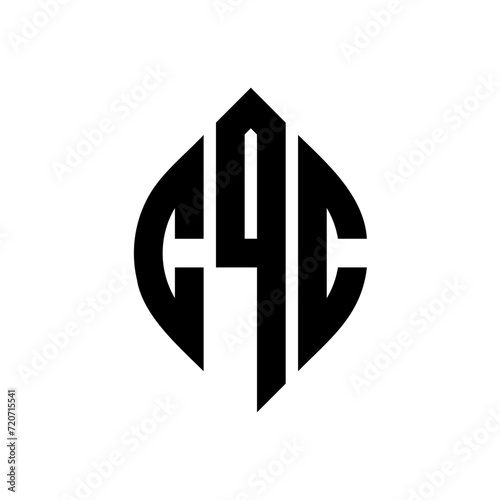 CQC circle letter logo design with circle and ellipse shape. CQC ellipse letters with typographic style. The three initials form a circle logo. CQC Circle Emblem Abstract Monogram Letter Mark Vector.