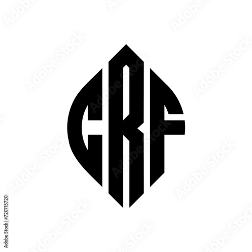 CRF circle letter logo design with circle and ellipse shape. CRF ellipse letters with typographic style. The three initials form a circle logo. CRF Circle Emblem Abstract Monogram Letter Mark Vector.