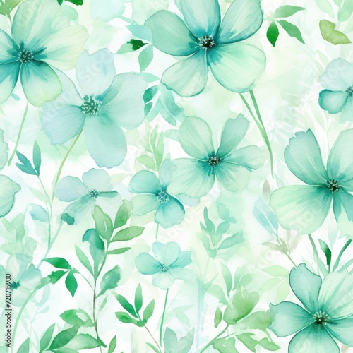 Emerald watercolor botanical digital paper floral background