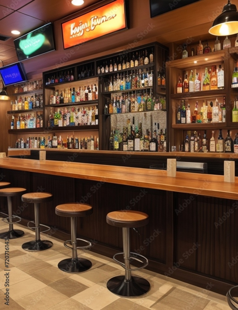 large bar with various drinks