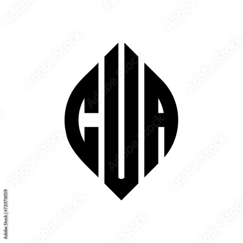 CUA circle letter logo design with circle and ellipse shape. CUA ellipse letters with typographic style. The three initials form a circle logo. CUA Circle Emblem Abstract Monogram Letter Mark Vector.