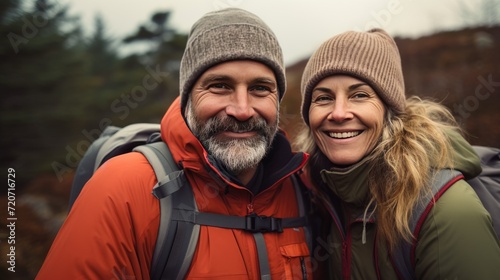 Middle age couple hiking