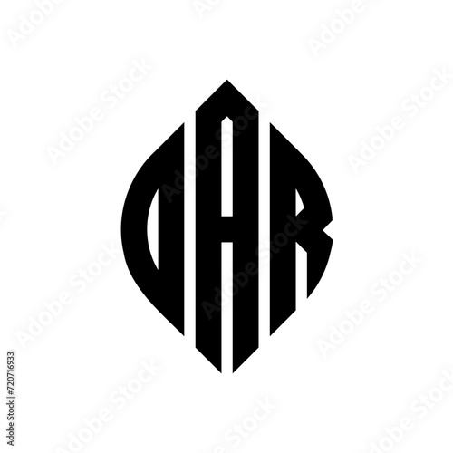 DAR circle letter logo design with circle and ellipse shape. DAR ellipse letters with typographic style. The three initials form a circle logo. DAR circle emblem abstract monogram letter mark vector.