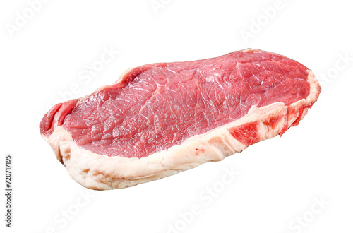 Striploin, strip loin steak or new York. Raw beef. Isolated, Transparent background. 