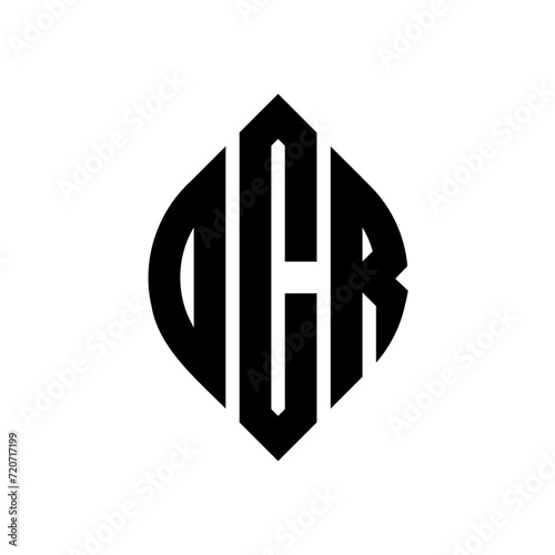 DCR circle letter logo design with circle and ellipse shape. DCR ellipse letters with typographic style. The three initials form a circle logo. DCR circle emblem abstract monogram letter mark vector. photo