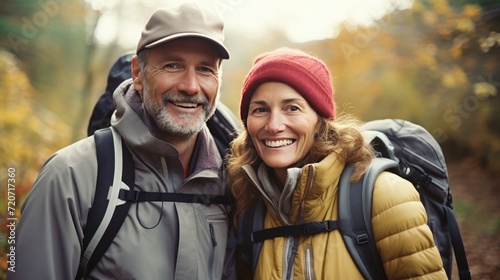 Middle age couple hiking