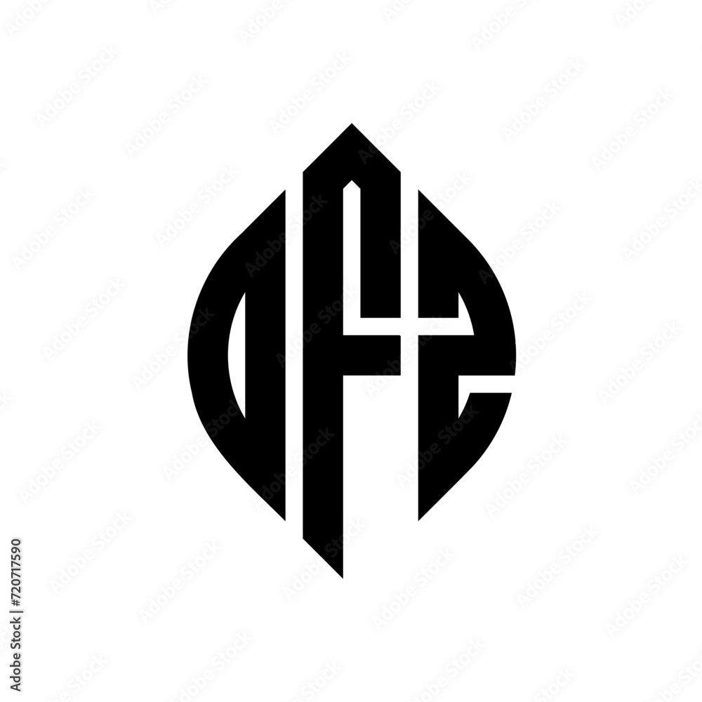 Obraz premium DFZ circle letter logo design with circle and ellipse shape. DFZ ellipse letters with typographic style. The three initials form a circle logo. DFZ circle emblem abstract monogram letter mark vector.