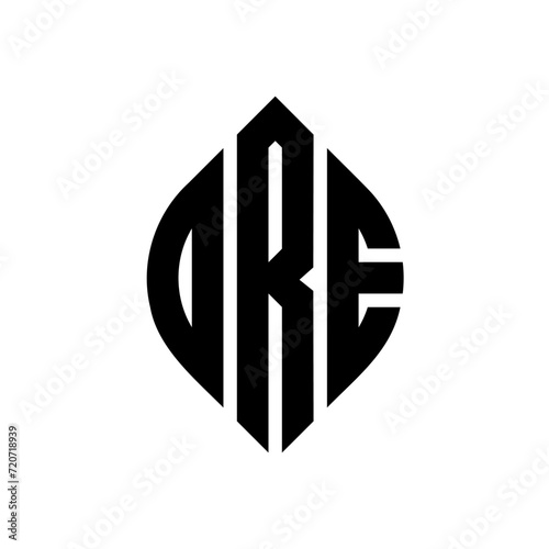 DRE circle letter logo design with circle and ellipse shape. DRE ellipse letters with typographic style. The three initials form a circle logo. DRE circle emblem abstract monogram letter mark vector.