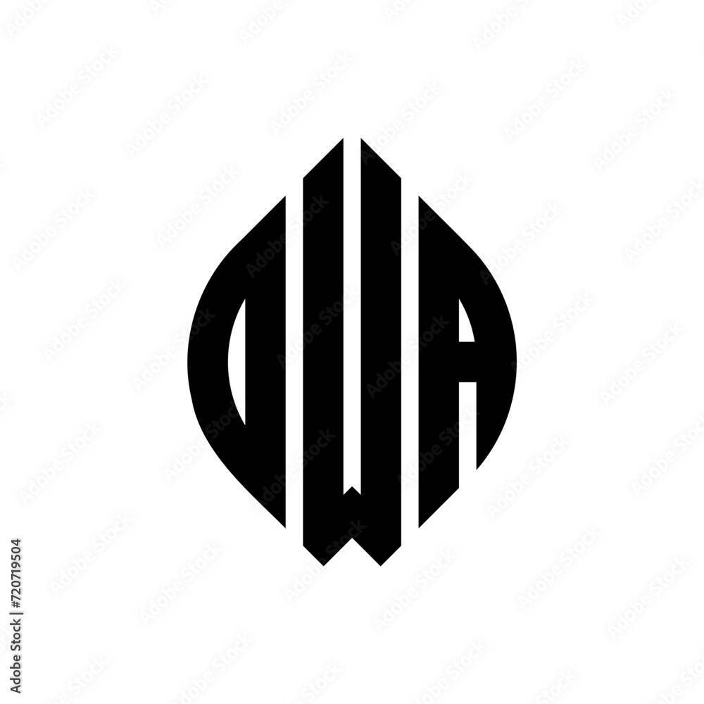 DWA circle letter logo design with circle and ellipse shape. DWA ellipse letters with typographic style. The three initials form a circle logo. DWA circle emblem abstract monogram letter mark vector. DWA circle letter logo design with circle and ellipse shape. DWA ellipse letters with typographic style. The three initials form a circle logo. DWA circle emblem abstract monogram letter mark vector.