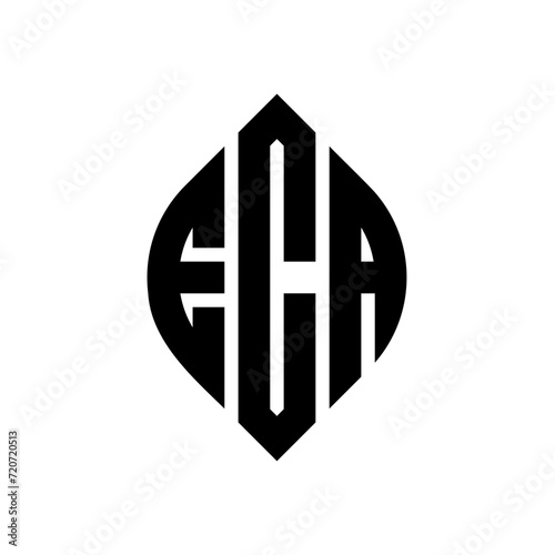ECA circle letter logo design with circle and ellipse shape. ECA ellipse letters with typographic style. The three initials form a circle logo. ECA Circle Emblem Abstract Monogram Letter Mark Vector. photo
