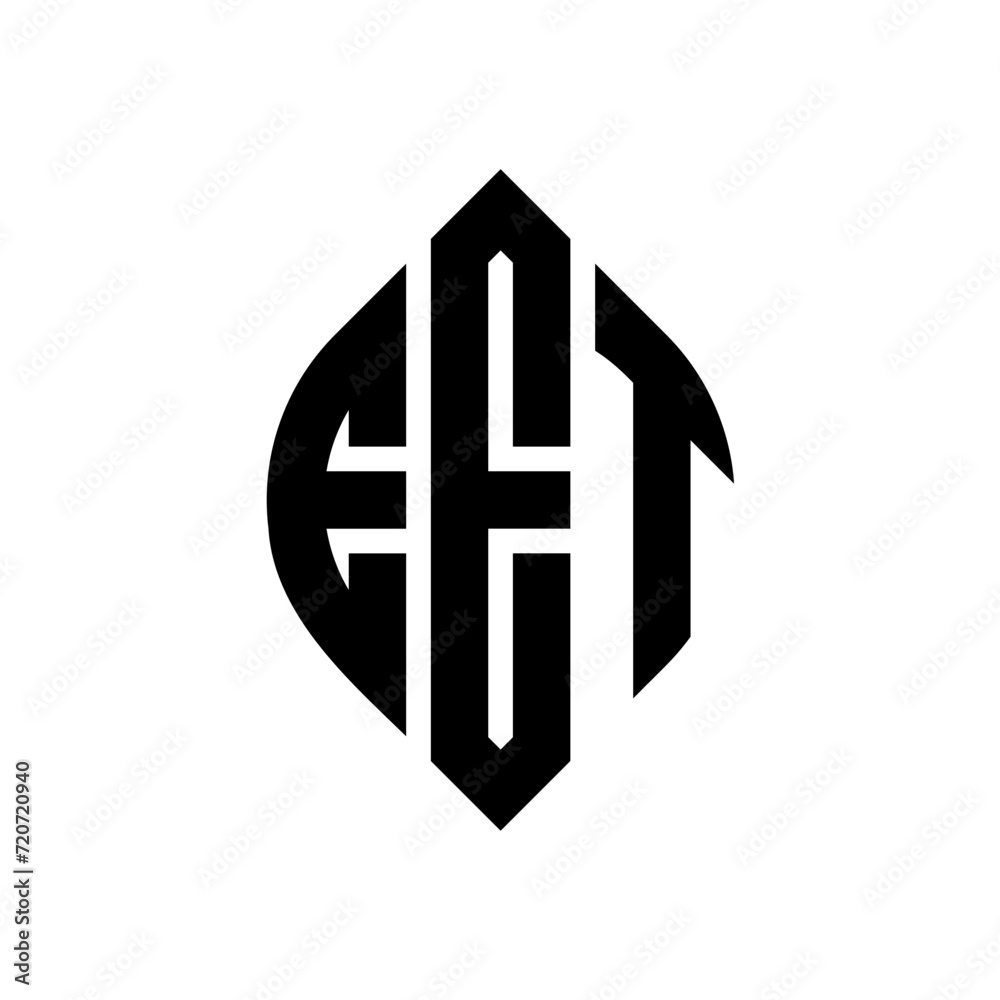 Obraz premium EET circle letter logo design with circle and ellipse shape. EET ellipse letters with typographic style. The three initials form a circle logo. EET Circle Emblem Abstract Monogram Letter Mark Vector.