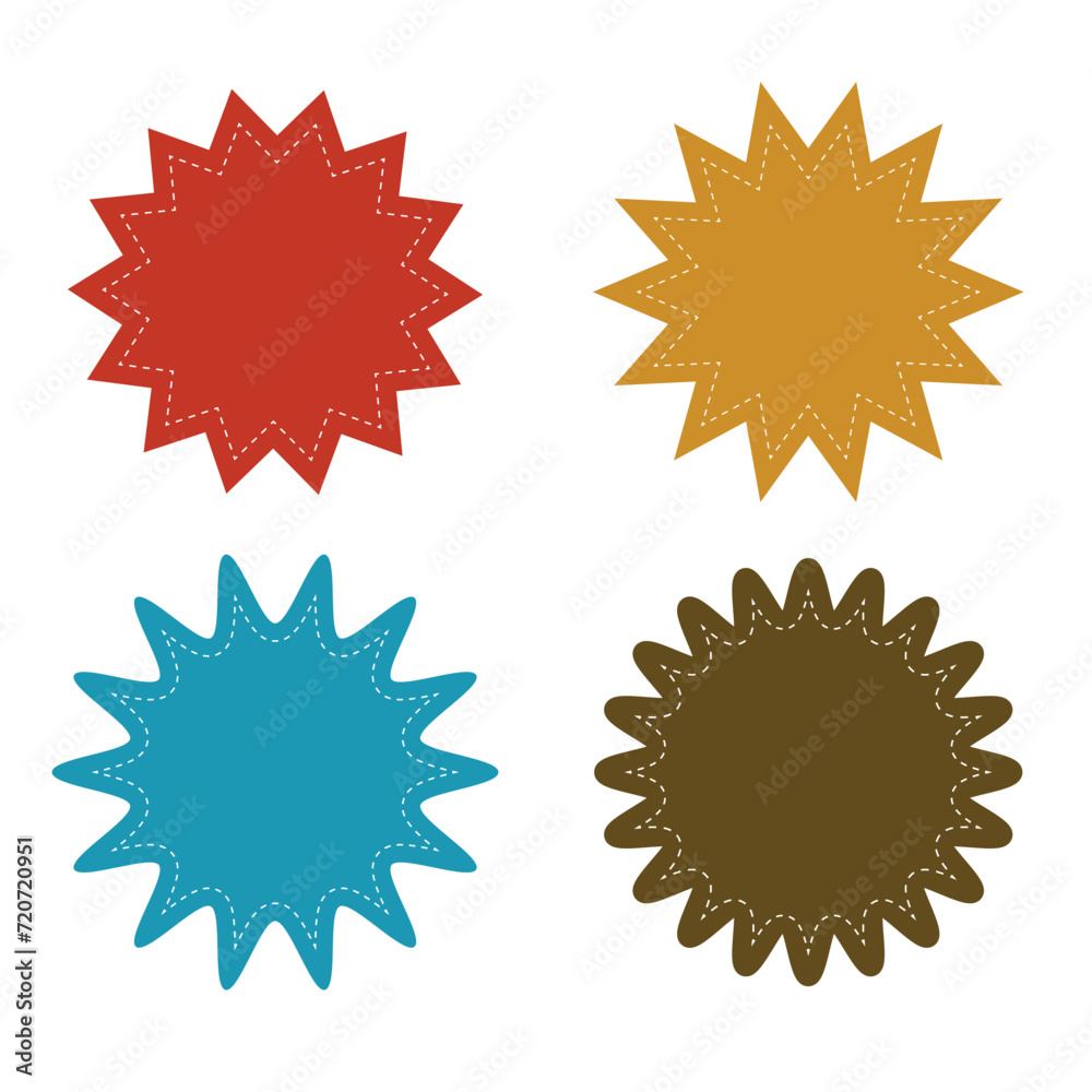 Set template label sunburst, shapes badges vector starburst promo burst, burst wave star, price label sticker sunburst badges. design sale sticker promo burst